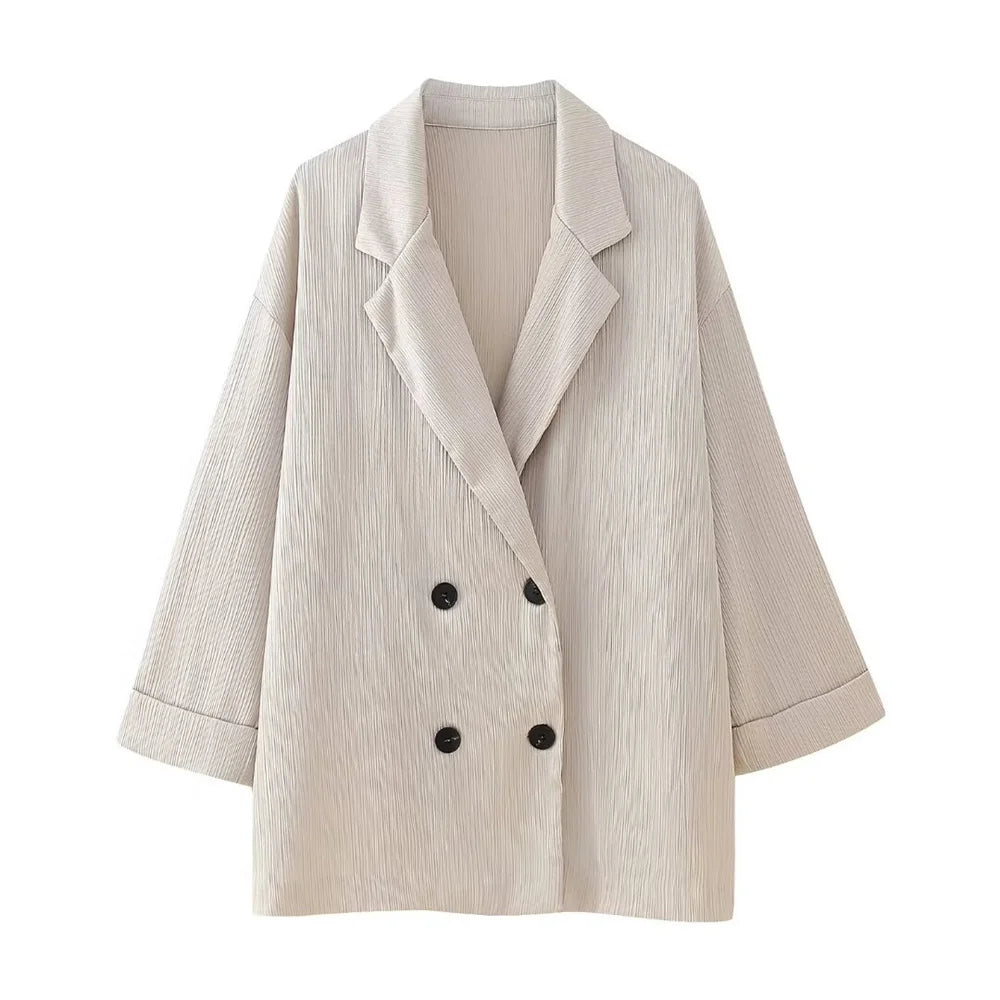 Crinkle Blazer & Wide-Leg Pants