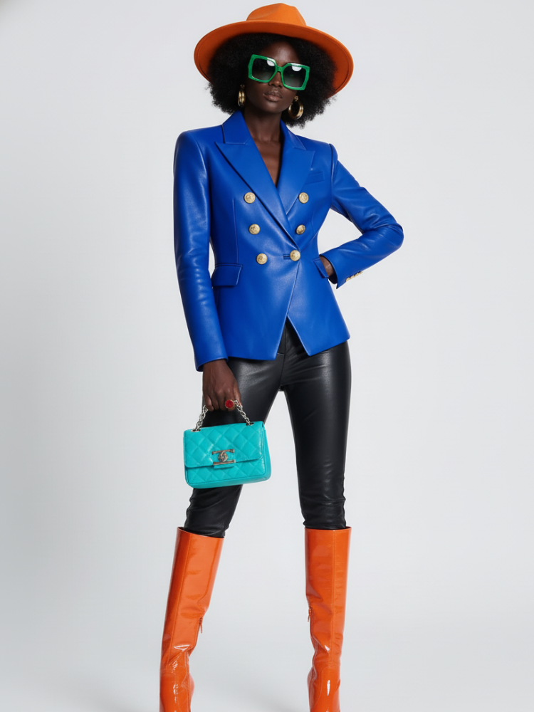 Wall Street Vegan Leather Blazer