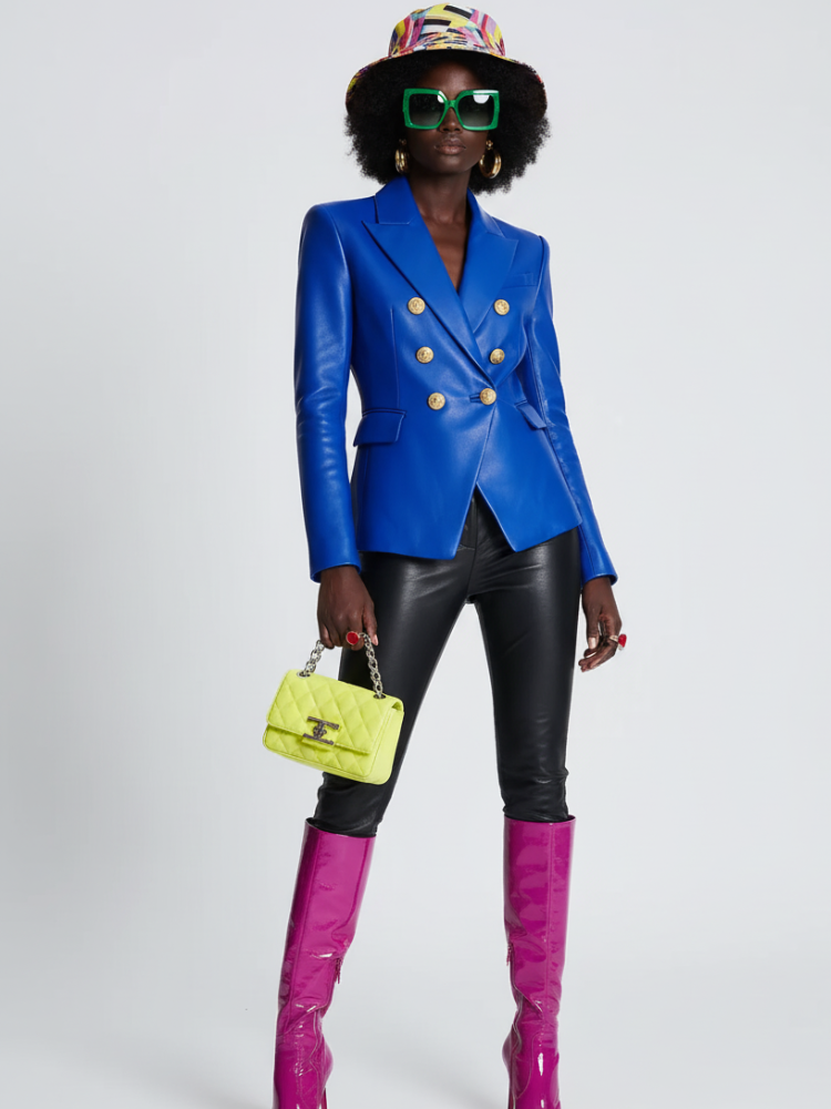 Wall Street Vegan Leather Blazer