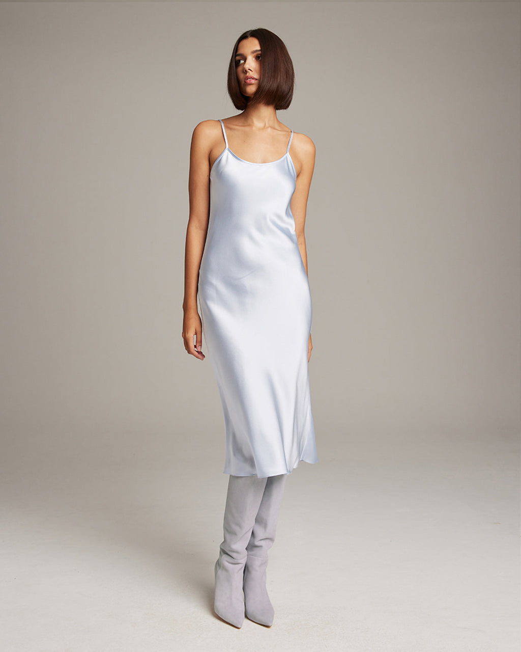 Silk Charmeuse Bias-Cut Midi Slip Dress