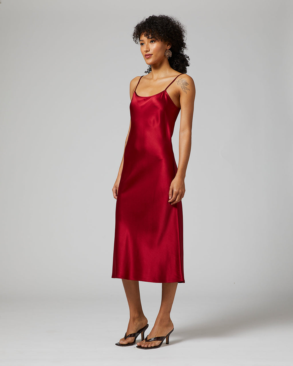 Silk Charmeuse Bias-Cut Midi Slip Dress