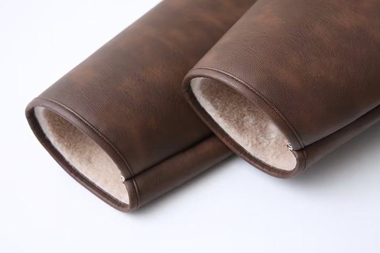 PU Leather Fur-Collar Belted Coat