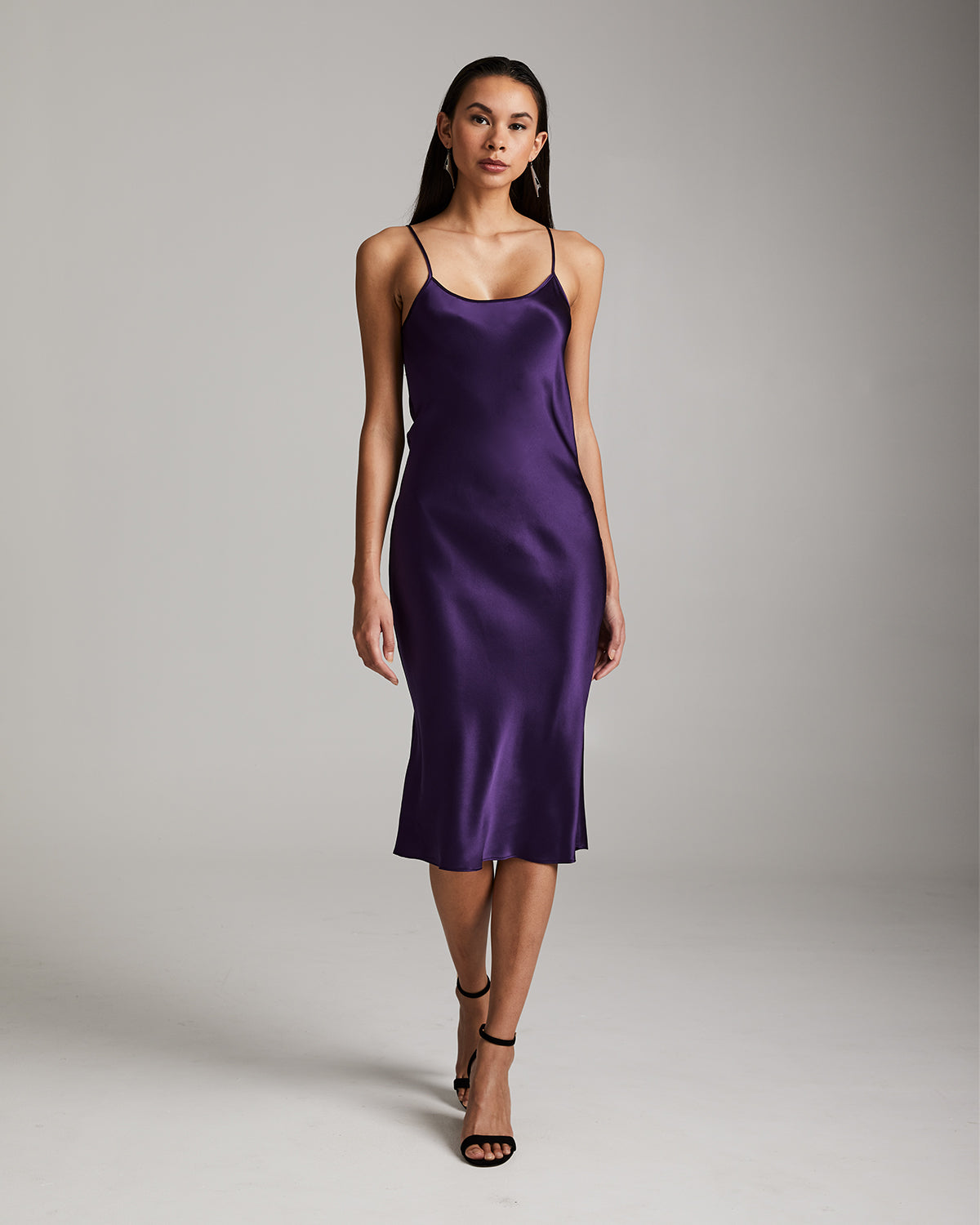 Silk Charmeuse Bias-Cut Midi Slip Dress