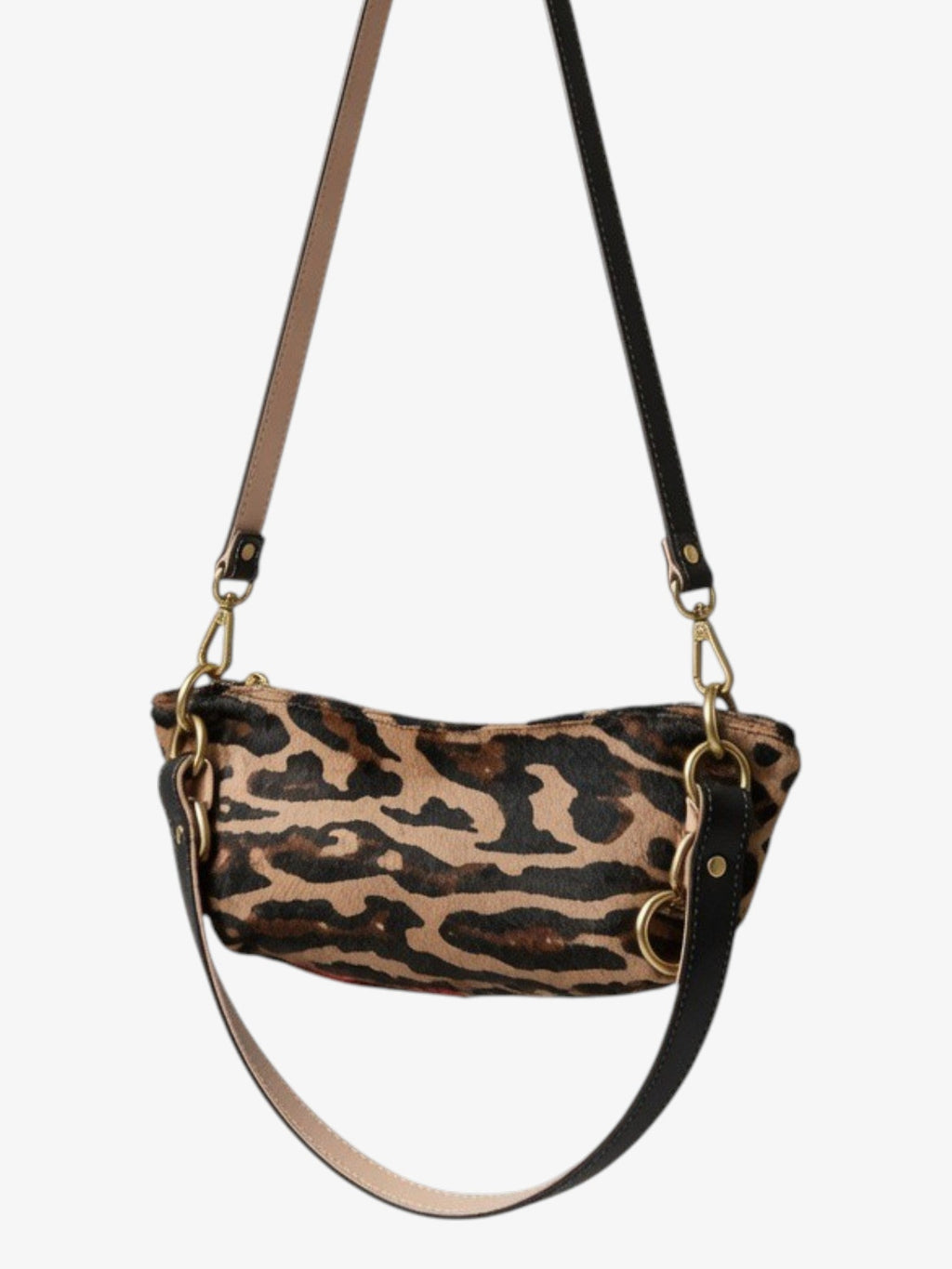 Baby Blair Shoulder Bag, Leopard Print Calf Hair-Black Leather BeAlice