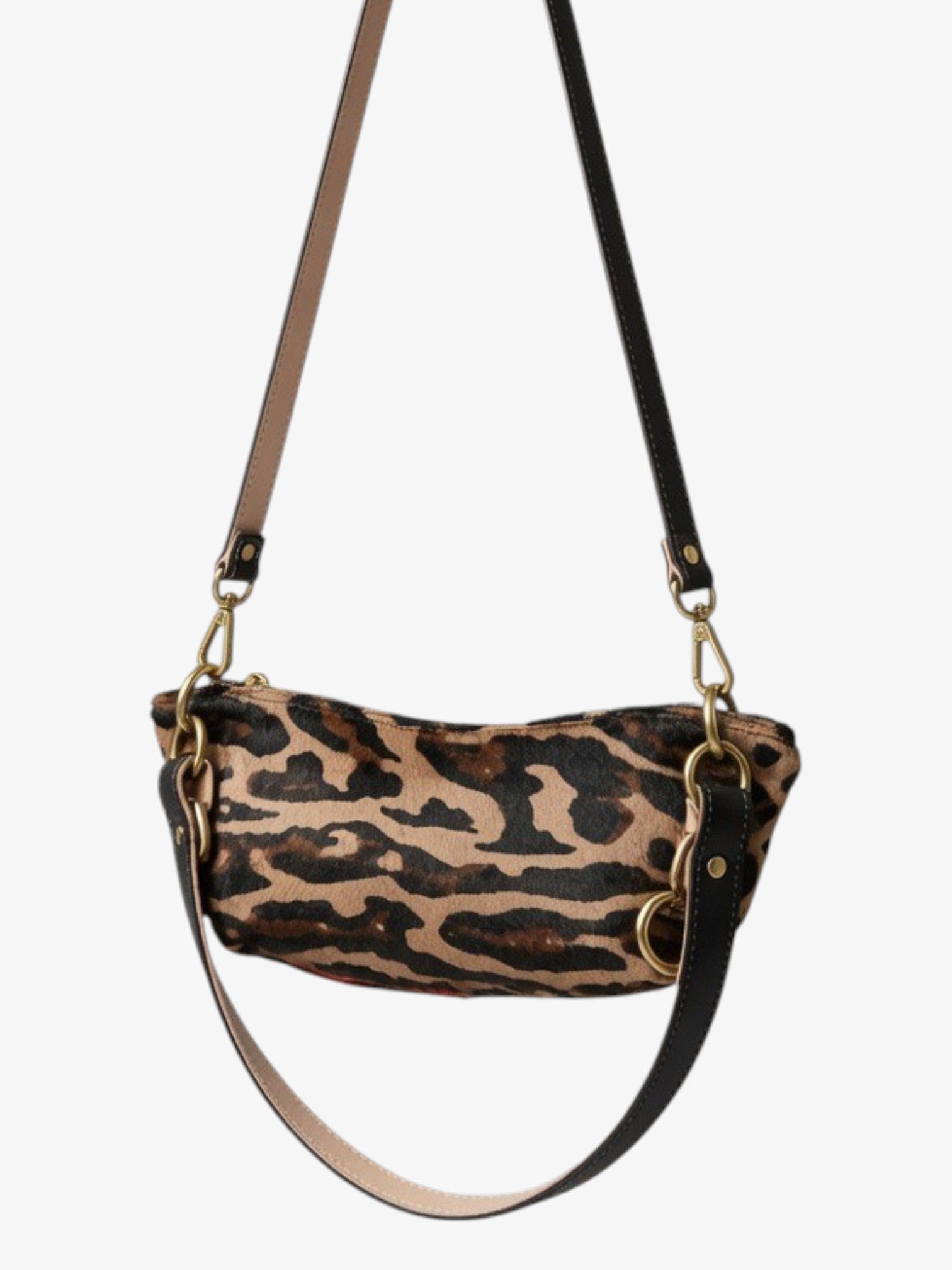 Baby Blair Shoulder Bag, Leopard Print Calf Hair-Black Leather BeAlice