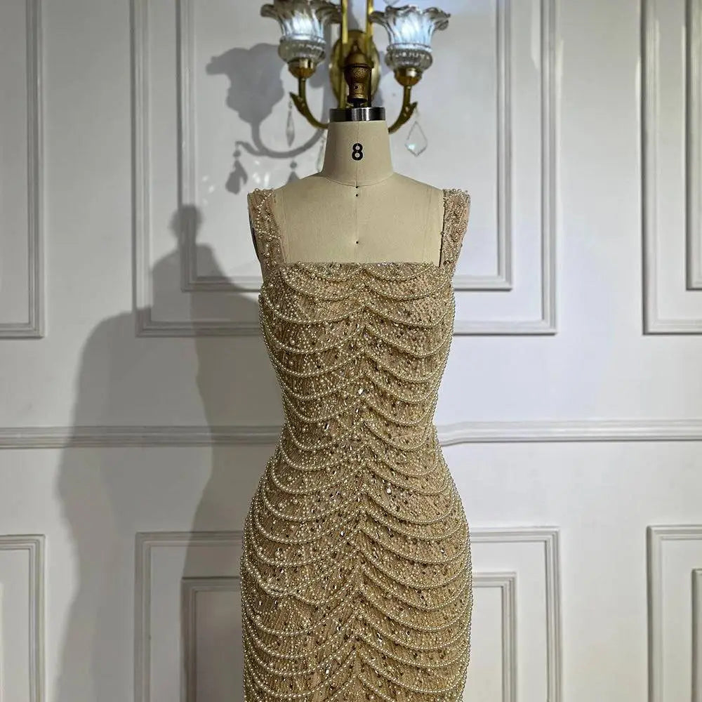 Beaded Nude Elegant Sling Luxury Gown Royalessencelux
