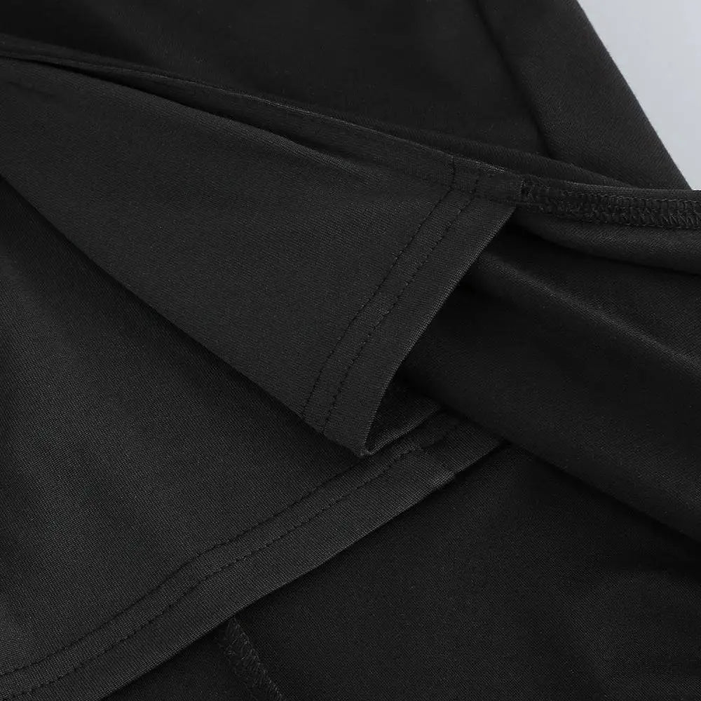 Black V-Neck Backless Long Sleeves Skirt Waist Gown Royalessencelux