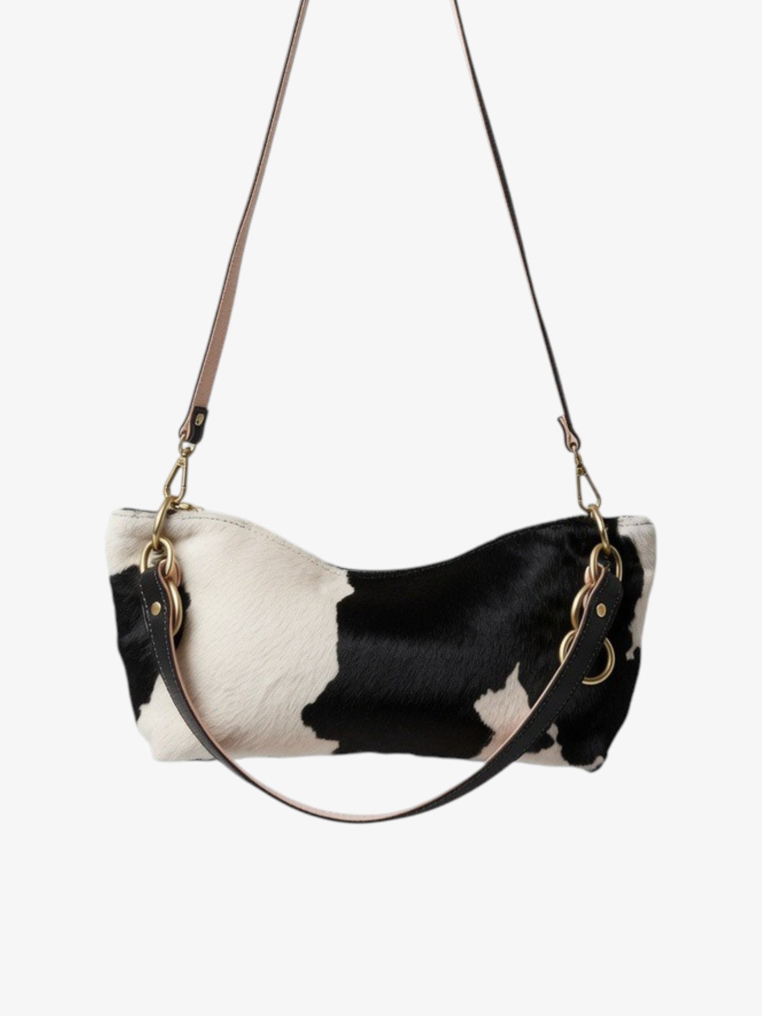 Blair Shoulder Bag, Cow Print Calf Hair-Black Leather BeAlice