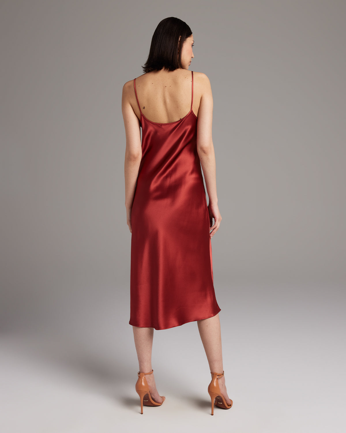 Silk Charmeuse Bias-Cut Midi Slip Dress