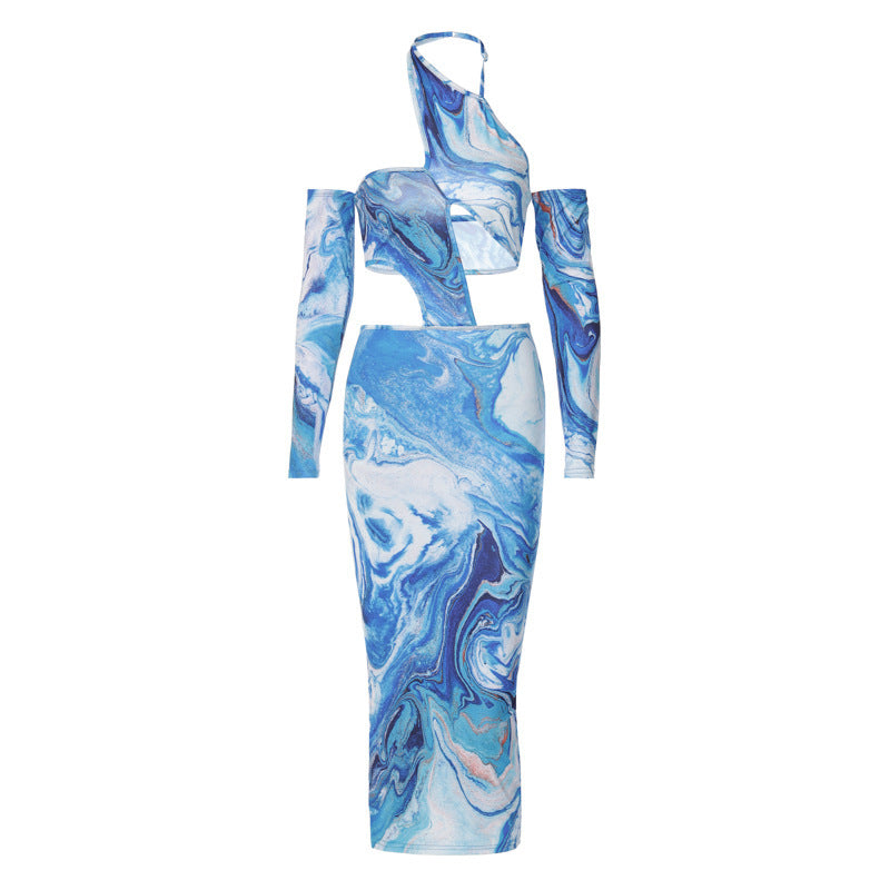 Open-Back Split Dress — Irregular Hem