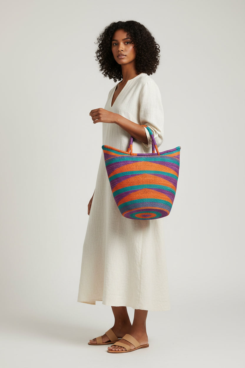 Boku Market Basket – Handwoven Bolga Basket from Ghana Handmade by Akua