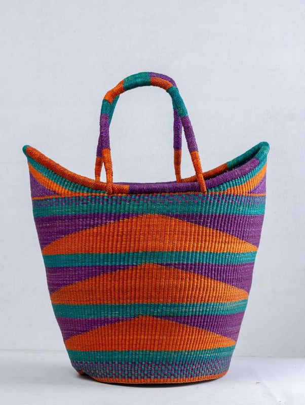 Boku Market Basket – Handwoven Bolga Basket from Ghana Handmade by Akua