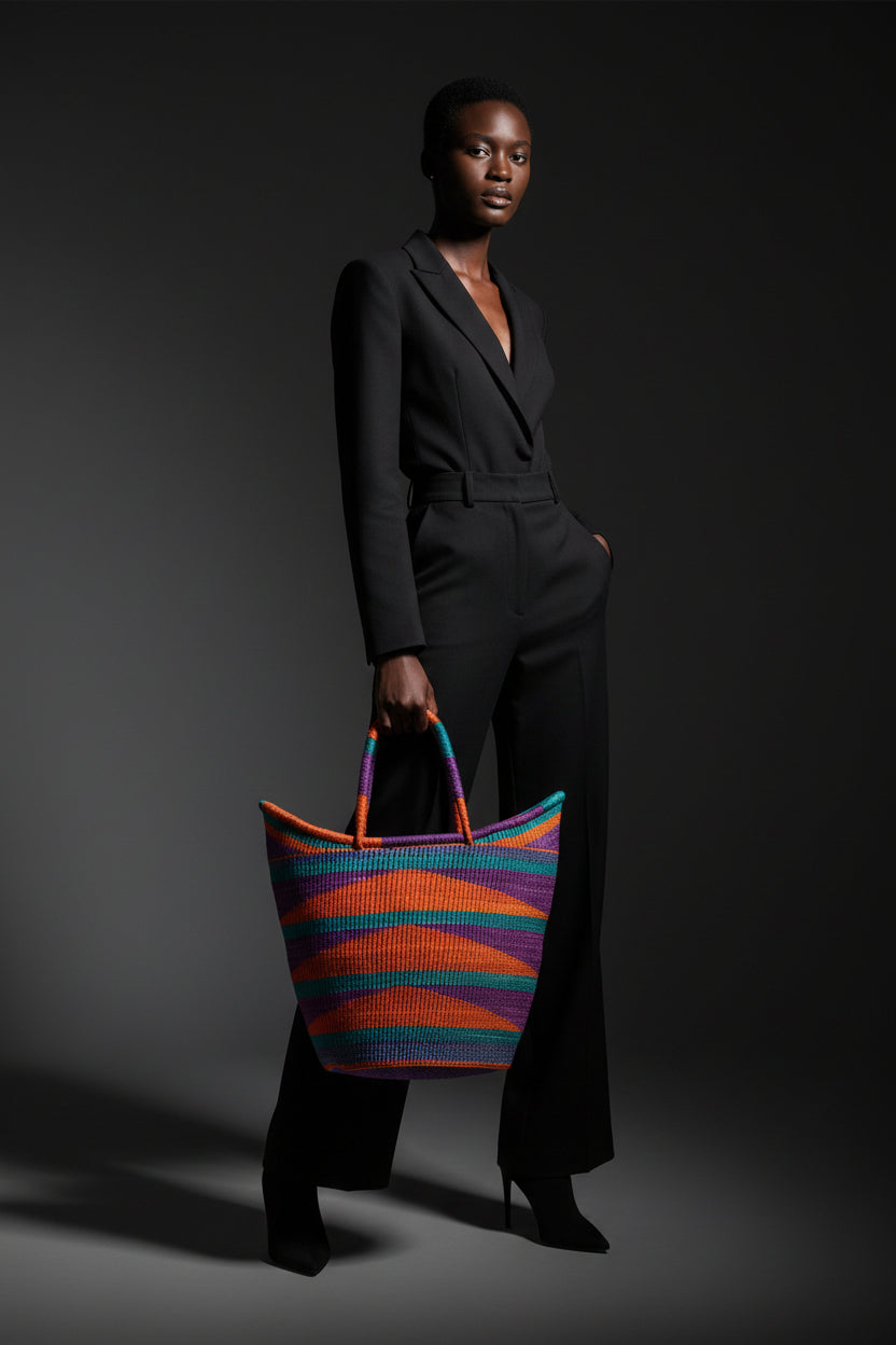 Boku Market Basket – Handwoven Bolga Basket from Ghana Handmade by Akua