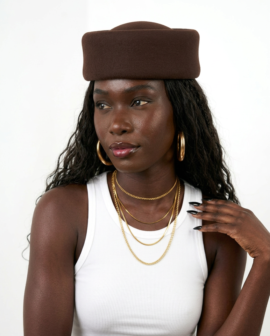 Grounded Wool Felt Pillbox Hat