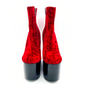 Deadwood Oxblood Velvet Wedge Boot Charla Tedrick