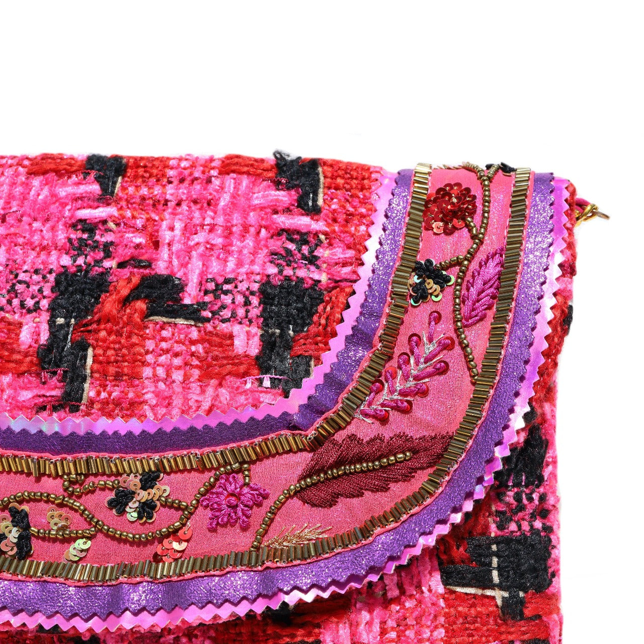 Magenta Tweed Envelope Bag