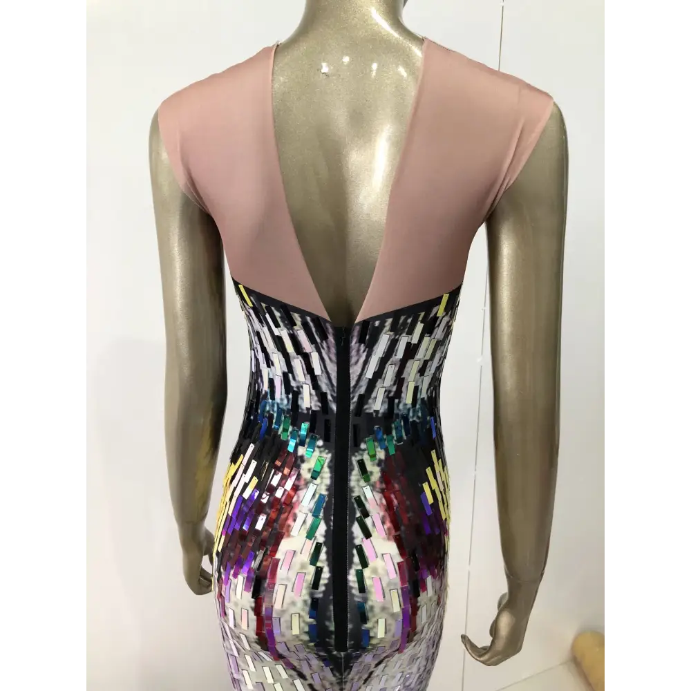 Rainbow Gradient Sequin Evening Dress Female Singer Costume Royalessencelux