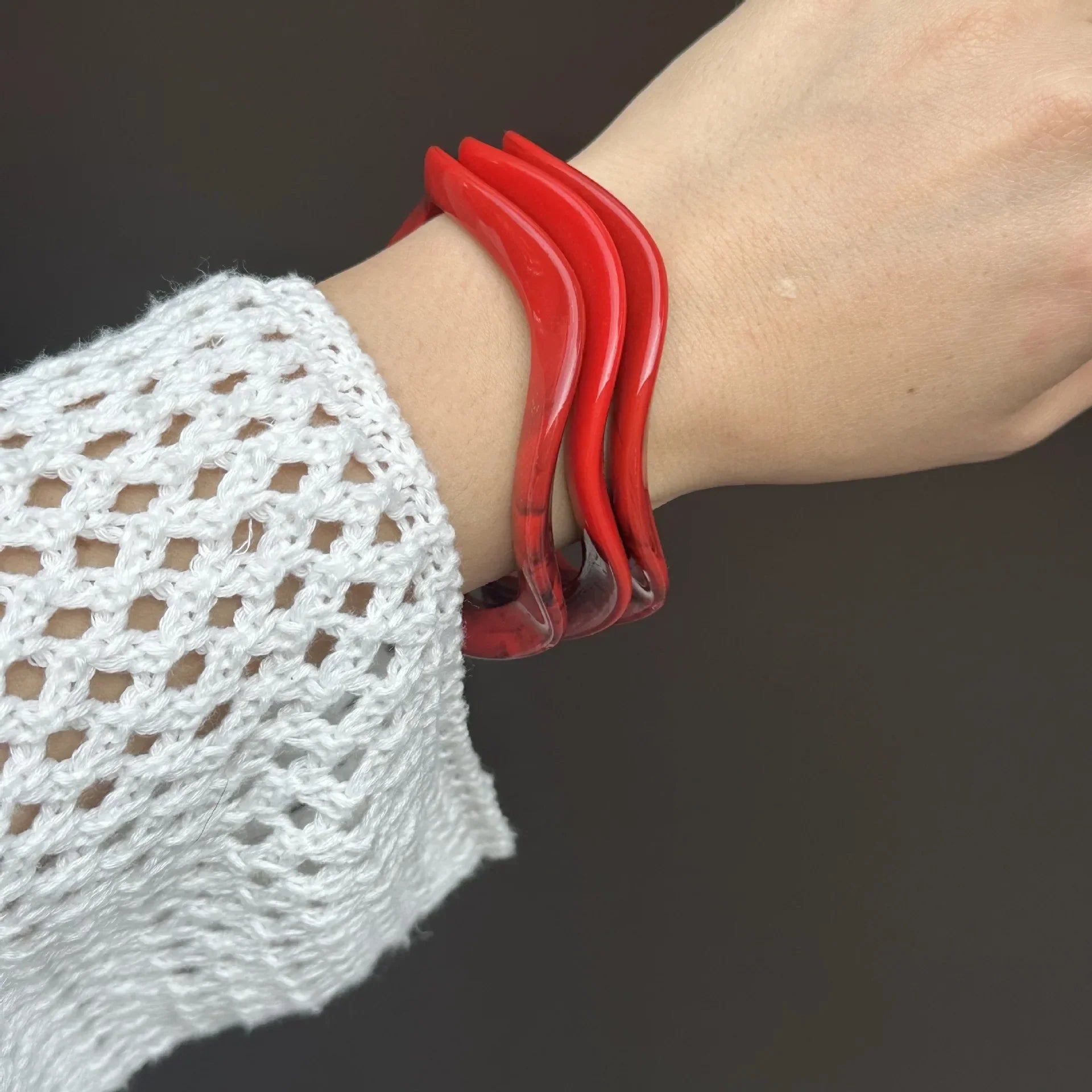 Ruby Swell Wide Geometric Red Bracelets